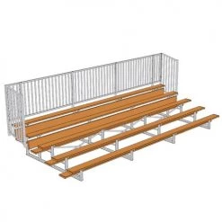 JayPro 5 Row 15' - 27' Enclosed Aluminum Bleacher W/ Guard Rail Bleachers