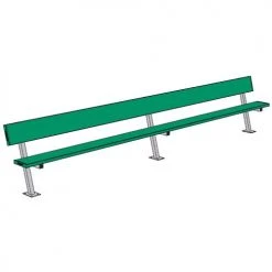 JayPro 15' Player Bench W/Seat Back (Surface Mount)