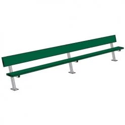 JayPro 15' Player Bench W/Seat Back (Surface Mount)