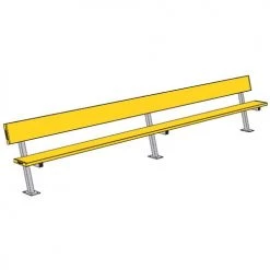 JayPro 15' Player Bench W/Seat Back (Surface Mount)