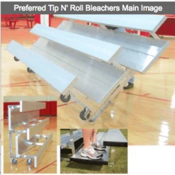Athletic Connection 2-4 Row Preferred Tip N' Roll Portable Aluminum Bleachers Indoor Bleachers