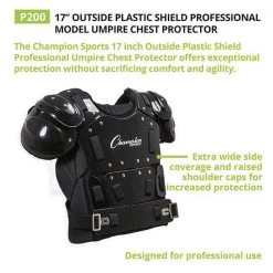 Champion Sports 17 Inch Outside Plastic Shield Pro Chest Protector
