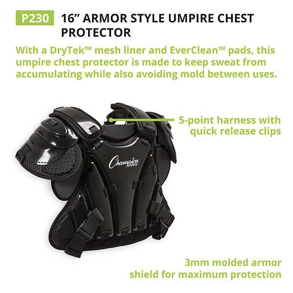 Champion Sports 16 Inch Armor Style Umpire Chest Protector 5 Champion Sports 16 Inch Armor Style Umpire Chest Protector