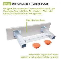 Champion Sports Official Size Pitchers Plate With Anchor Bases & Plates